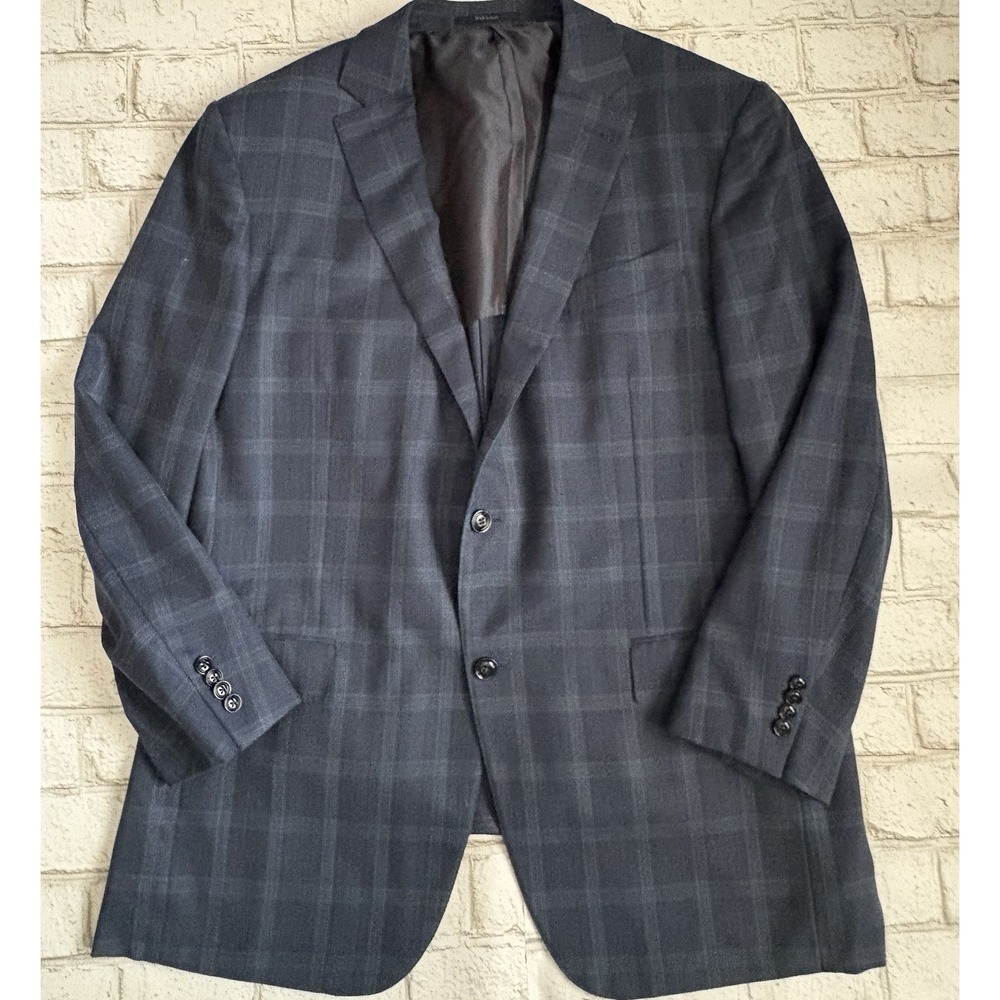 Ermenegildo Zegna High Performance Blue Plaid Sport Coat Jacket Blazer 46 Long